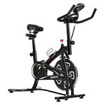 HOMCOM Indoor Stationary Exercise Bike 6kg Flywheel Fitness Cardio Workout Bke Trainer for Home Gym w/Adjustable Resistance LCD Monitor Pad and Bottle Holder Black