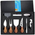 ANBFF Cheese Knife Set 14 Piece, Stainless Steel Cheese Knives, Charcuterie Boards Accessories, Butter Spreader Knife with Corkscrew Wine Opener and Pourer - Premium Gift Box