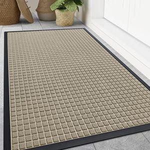 Smiry Front Door Mat Outside Entrance, Heavy Duty Natural Rubber Doormat, Non Slip, Trap Dirt and Moisture, Easy Clean, Low Profile Welcome Floor Mats for Indoor Outdoor Entry, 70x46.5 Inch, Beige