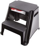 Rubbermaid RM-P2 2-Step Molded Plastic Step Stool with Non-Slip Step Treads, 300 lbs. Load Capacity, Lightweight, Black (Amazon Exclusive)