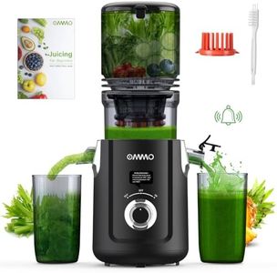 OMMO Cold Press Juicer, 5.1" Wide Chute for Whole Fruits & Veggies, Slow Juicer Easy Assembly, Beep Install Alert, No-Clog Filter, for Moms, Families, Fitness & Juice Lovers, Healthy Living, Black