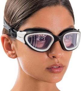 AqtivAqua Swimming Goggles Swim Goggles for Adults Men Women Kids Youth Girls Boys Children DX (Clear-Lenses White/Black-Frame)