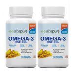 Alpspure Nutra Omega 3 Fish Oil 1000 Mg Fatty Acid Capsules | 330Mg EPA & 220Mg DHA | (60 Softgels Each)| Supports Healthy Heart, Joints, Skin, Brain & Eyes | For Men & Women | pack of-2