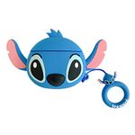 Compatible with Stitch AirPods Case 1/2，Kids Teens Girls Boys Women Cartoon 3D Cover for AirPods Stitch Case，Silicone Funny Kawaii Cute Fashion Skin Case for AirPods with Ring (Big Ear Blue Stitch)