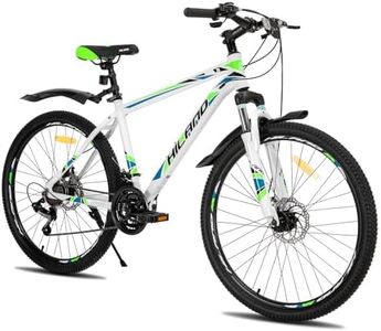 Hiland Bicicleta de Montaña 26 Pulgadas con Bolsa de Sillín, Bicicleta para Hombre y Mujer con Freno de Disco y Ruedas de Radios, Blanco