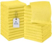 DAN RIVER 100% Cotton Washcloths 24 Pack Premium Quality Face and Body Cloth, Quick Dry Essential Towels for Bathroom, Hand, Kitchen & Cleaning, Baby Rugs | 12X12 in | 400 GSM | Primrose Yellow