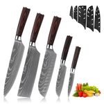 Slok Kitchen Knife Set, 5 Pcs High Carbon Stainless Steel Chef Knife Set with Ergonomic Balance Handle & Sheath, Ultra Sharp Professional Japanese Knife Set for Cutting, Peeling & Slicing