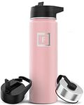 Metal Water Bottle with Straw Lid - 650ml 3 Lids - Stainless Steel Double-Walled Insulated Vacuum Leakproof - Sports Gym Camping Hiking Hydration School Kids