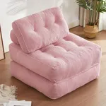 Afuson Folding Chair Bed for Bedroom, Futon Sofa Bed, Floor Couch for Adults Chair Bed for Living Room, Lounge Sofa, Convertible Sofa Bed, Small Couches for Small Spaces, Pink