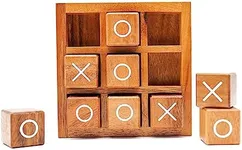 BSIRI Wooden XO Blocks (L) Tic Tac Toe Board Games - Ideal for Kids Games, Family Games and Game Night for Adults, Farmhouse Decor for Coffee Table Decor and Unique Gifts for All Occasion (5.5 Inch)