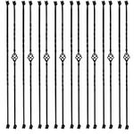 Sidasu Wrought Iron Balusters for Staircase Hollow Single Basket with Knuckles Double Twist 1/2" Square Metal Balusters with Iron Baluster Swivel Shoes Set of 16