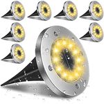 Melofo Solar Ground Lights 12 LEDs 8 Pack Outdoor Solar Garden Lights IP65 Waterproof LED Solar Night Lights Solar Disk Lights for Landscape Garden Yard Lawn Patio Pathway Walkway Fences Lighting