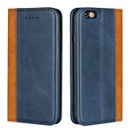 iCoverCase for iPhone 6 Case/iPhone 6s Case, Genuine Leather Premium Case,Calf Pattern [Strong Magnetic Holster] Shockproof Protective with Folio Flip Wallet Leather Case (Blue)