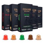 Grano Milano Variety Pack with Decaf 50 Aluminium Coffee Pods Compatible with Nespresso Original line - 40 Caffeinaded and 10 Decaffeinated Coffee Capsules Made in Italy Espresso Coffee