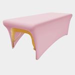 KIDOACOW Pink Lash Bed Cover Massage Table Cover Protector with Cut-Out for Leg Room， Stretch Rectangular Table Cover for 6FT Eyelash Extension Bed/Spa Bed/Message Bed(Strong Elasticity)