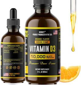HERBIFY Vitamin D3 10000 IU - Made in USA Liquid Vitamin D Drops - Bone Strength and Immune Support Supplement - Sunshine Replacement - D3 Vitamin Bone and Teeth Supplement - 2 Oz