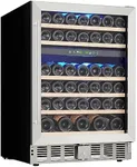 Garvee 52 Bottles Wine Fridge, Dual Zone Wine Cooler Refrigerator with 40～64°F Digital Temperature Control Compressor and Safety Lock, All Wood Removable Shelves, Stainless Steel Body, 4.8 Cu.Ft