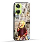 NDCOM for ONEPLUS NORD CE 3 LITE 5G Back Cover Glass Case Anime One Piece Wanted Luffy