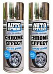 2 x Auto Extreme Professional Chrome Effect Spray Perfect Finish Petrol Resistance 400ml