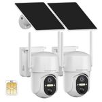 4G LTE Cellular Solar Security Camera Wireless Outdoor, Battery Powered Cameras for Home Security, PIR Motion Detection, 2-Way Audio, 2K Color Night Vision, Cloud & SD Card, Phone App Alerts