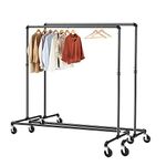 Greenstell Garment Rack, 59" Z Base Clothes Rail with Wheels, Industrial Pipe Style Rolling Heavy Duty Hanging Coat Rack, Max Load Capacity 220LB (2 Pack)