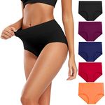 Molasus Women's Soft Cotton Underwear Briefs High Waisted Postpartum Panties Ladies Full Coverage Plus Size Underpants Pack of 5,X-Large