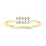 TIGRADE 1.5mm Eternity Ring 14k Gold Plated Emerald Engagement Ring Petite Baguette Cubic Zirconia Stacking Wedding Band for Women Size 4-10, Gold, Size 6