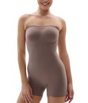 SHAPERX Strapless Shortie Bodysuit for Women Tummy Control Shapewear Seamless Sculpt Body Shaper with Removable Straps,SZ5217-Umber-XXS/XS