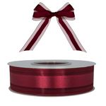 Ribbons for Crafting 25mm 22M Burgundy Red Ribbon Organza Ribbon Satin Ribbons for Gift Wrapping Hair Ribbon Wedding Car Ribbon Cake Ribbon Party Decoration