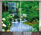 Ambesonne Nature Curtains, Waterfal