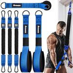 Home Gym Workout Equipment, Heavy Resistance Bands with Handles, Door Anchor, Tricep Rope Pull Down Attachment for Triceps, Biceps, Arms, Chest, Back, Abs Exercise, Best Replacement for Cable Machines