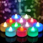 Homemory 24 Pack Colour Changing LED Tea Lights, Flameless Tealight Candles with Rainbow Colors, Battery Operated Colored Fake Candles for Wedding, Party and Christmas