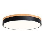 Vikaey Modern Wood LED Ceiling Light Fixture, Simple Black Flush Mount Ceiling Lamps, Circle Ceiling Lighting Fixtures for Living Room, Bedroom, Dining Room, Kitchen, Laundry Room