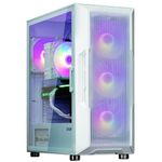 Zalman i3 ARGB Airflow ATX Mid Tower Gaming PC Case - 4 x 120mm Addressable RGB Fans Pre-Installed - Tempered Glass Side Panel - Mesh Front Panel, White