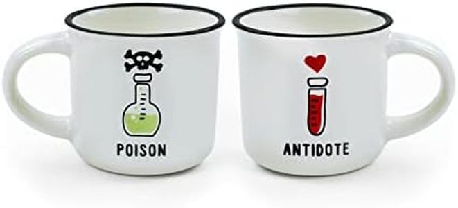LEGAMI - Espresso For Two, 2 tasses à café en porcelaine New Bone China, capacité 50 ml, thème Poison and Antidote, lavables au lave-vaisselle, utilisables au micro-ondes