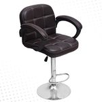 Redefine Jax Swivel High Counter Bar Stool With Armrest &Square Back Leather Cushion, Height Adjustable Bar Chair Suitable For Kitchen| Music| Food Court| Dining |Cafeteria (Black, 35 Cm)