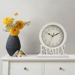 Auafanzy 6.5-Inches Non-Ticking Table Clocks, Retro Mantel Clock for Living Room, Family Shelf Clock for Fireplace, Home Office, Bedroom, Farmhouse DéCor. (Ivory)