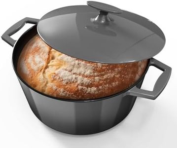 Nuwave Lux 6QT Enameled Cast Iron Dutch Oven, Cast Iron Knob, Black Sesame