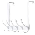 Dseap Over The Door Hook Hanger, Heavy Duty Over The Door Towel Rack Coat Rack for Clothes Hat Towel, White