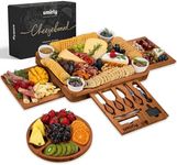 SMIRLY Charcuterie Boards Gift Set: Charcuterie Board Set, Bamboo 3 Side Brown Cheeseboard-4 Bowls Set - House Warming Gifts New Home, Wedding Gifts for Couple, Bridal Shower Gift