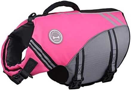 VIVAGLORY Sports Style Dog Life Jacket with Adjustable & Durable, Extra Flotation Swim Life Vest with Secure Fastening System for Large Dogs, Pink