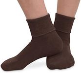 Jefferies Socks Little Girls' Seamless Turn Cuff Socks (Pack of 6), Chocolate, Small