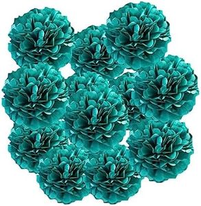 12pcs 10in 12in Teal Paper Pom Poms Tissue Paper Flower Hanging Paper Flower Balls Wedding Party Flower Decorations DIY Art Craft Blooms for Birthday Baby Shower Nursery Decor