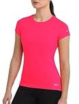 TCA Women's Atomic Short Sleeve Quickdry Gym Running Training Top - Pink Flash (UPF 50+), L