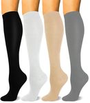 HLTPRO 4 Pairs Copper Compression Socks for Women and Men 15-20mmHg - Circulation Support for Travel, Nurse, Running