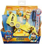 Paw Patrol, Rubble’s Deluxe Movie Transforming Toy Car with Collectible Action Figure, Kids Toys for Ages 3 and up, Multicolor, (6061908)