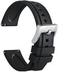 WOCCI 20mm Hevea Watch Strap, FKM Rubber (Not Silicone), Quick Release Replacement Band for Men, Silver Buckle (Black)