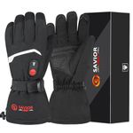 Heated Gloves for Men Women, SAVIOR HEAT Electric Battery Powered Gloves, Rechargeable Ski Motorcycle Work Gloves for Winter Outdoors (S)