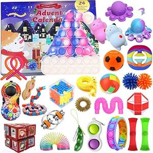 2024 Christmas 24 Days Countdown Advent Calendar,27PCS Xmas Gift Fidget Toys Pack,Sensory Fidget Toy Pack with Box, Stress Relief and Anti-Anxiety Fidget Toy for Kids Adults