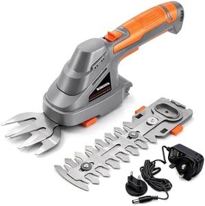 Terratek 2 in 1 7.2V Cordless Hedge Trimmer Shear Built in Lithium Ion Battery, Hand Held Hedge Trimmer Cordless Hedge Cutter, with 2 Switchable Blades for Shrub, Garden, Grass, Lawn and Pruning